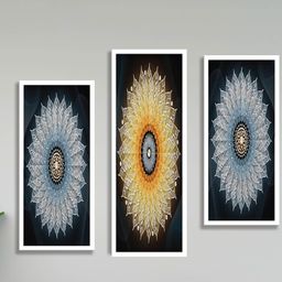 SAF Blue & Orange 3 Pieces Abstract Painting UV Coating Wall Arts-picture-42