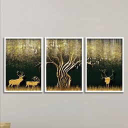 SAF 3-Pcs Black & Beige Nature Art Painting Wall Art-picture-23