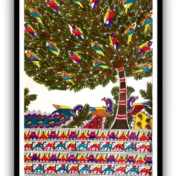 ARTDARSHAN Green & Blue Floral and Botanical Rectangular Paintings Wall Art-picture-24