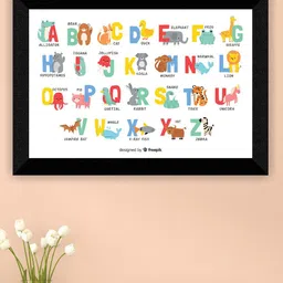 SAF White & Yellow Animal Alphabets Printed UV Coating Wall Painting-image-97