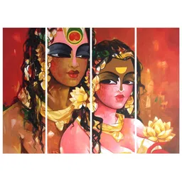 Inephos Red & Black 4 Piece Canvas Religious Wall Paintings-picture-11