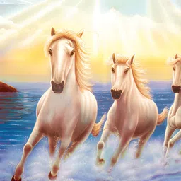 British Terminal Blue & White Seven Running Horses Wall Sticker-image-16