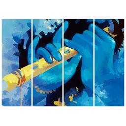 Inephos Blue & Yellow 4 Piece Canvas Religious Wall Art-picture-23