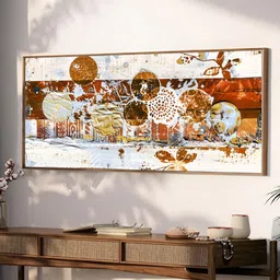 Art Street Gold-Toned & White 1 Piece Canvas Abstract Wall Paintings-picture-18