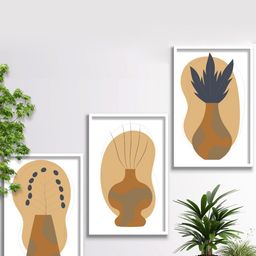 SAF Cream-colored & Brown 3-Pieces Modern Art Printed Framed Wall Art-picture-47