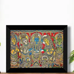 SAF Red & Blue Kalamkari Art Painting Wall Art-picture-40
