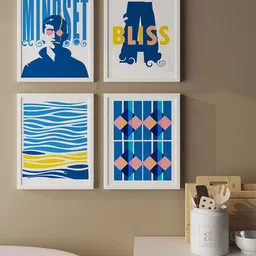 Art Street White & Blue 4 Pieces Motivational Quotes Wall Arts-picture-29