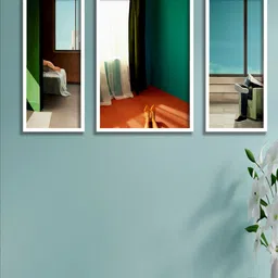 SAF Blue & Orange 3 Pieces Asthetic UV Coating Wall Art-image-41