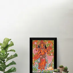 SAF Orange & Green Maa Saraswati Painting Wall Art-image-60