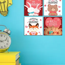 WENS Set Of 4 White and Pink Baby Valentine Wall Art Panels-picture-11