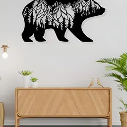 ARTROOMS Black Bear Printed Metal Wall Decor-image-14