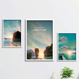 SAF White & Blue 3 Pieces Framed Nature Wall Art-picture-26