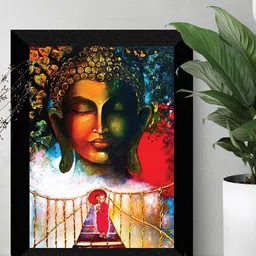 SAF Black & Yellow Lord Buddha Painting Wall Art-picture-11