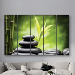 SAF Black & Green 5 Pieces Bamboo UV Textured Painting Wall Art-picture-34