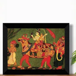 SAF Green & Red Lord Shiva Painting Wall Art-image-83