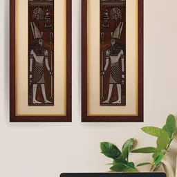 SHREE KALA HOME DECOR Red & Beige 2 Pieces Ancient Egyptian Printed Wall Art-image-66