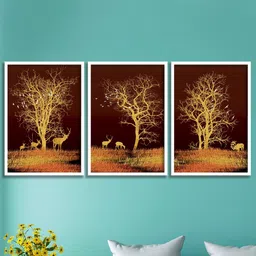 SAF Brown & Gold 3 Pieces Modern Art Painting Wall Arts-image-78