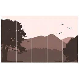 Inephos Pink & Brown 5 Pieces Birds And Animals Printed Canvas Wall Art-picture-14