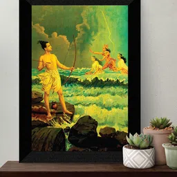 SAF Green & Black Hindu God Religious Painting Wall Art-image-38