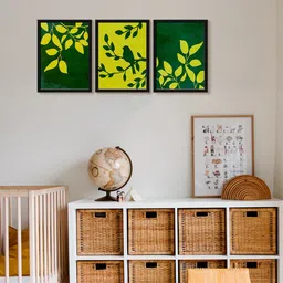 999Store Green 3-Pieces Floral & Botanical Printed Canvas Wall Art-picture-26