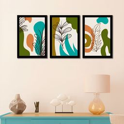 WENS White & Green 3 Pieces Synthetic Wooden Painting Wall Art-picture-34