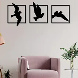 ARTROOMS Black 3 Pieces Birds Framed Metal Wall Decor-image-88