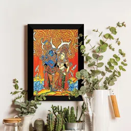 SAF Orange & Blue Lord Kerala Murali Printed Wall Art-image-90