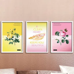 SAF 3-Pcs Yellow & Pink Birds & Flower Painting Framed Wall Art-image-16