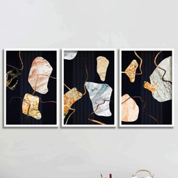 SAF 3-Pcs Black & Peach Abstract Painting Wall Art-picture-22