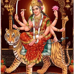 PnF Orange & Green Maa Durga Photograph Wall Art-image-99