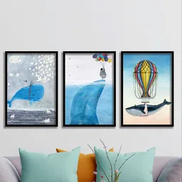 SAF 3-Pcs Blue & White Sea & Whale Wall Art-image-54