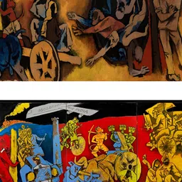 Adventures India Yellow & Navy Blue 2 Piece Canvas Wall Painting-image-11