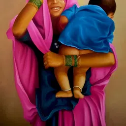 British Terminal Pink and Blue Rajasthani Painting Wall Sticker-image-59