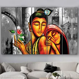 SAF Grey & Red 5 Pieces Radha Krishna UV Textured MDF Wall Art Painting-picture-13