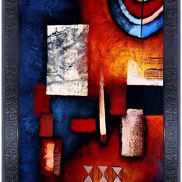 PnF Black & Red Wooden Abstract Painting Wall Art-image-74