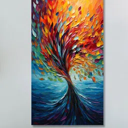 SAF Blue & Orange Colored Abstract Painting Wall Art-image-64