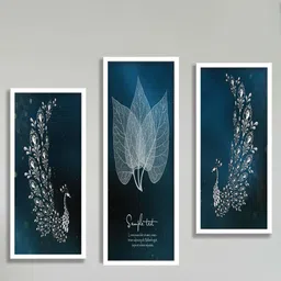 SAF Blue & Black 3 Pieces Painting Framed UV Coating Wall Arts-picture-16