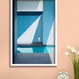 SAF White & Blue Framed Modern Wall Art-picture-10