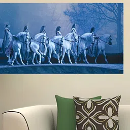 British Terminal Blue Lucky Seven Horses Running At Sunrise Wall Poster-image-83