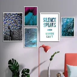 SAF White & Blue 5 Pieces Framed Motivational Wall Art-picture-39