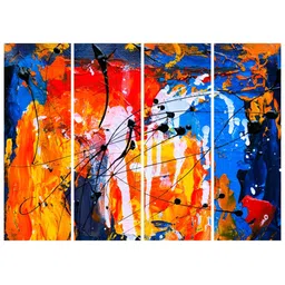 Inephos Blue & Orange 4 Piece Canvas Abstract Wall Paintings-picture-20