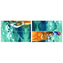 Inephos Blue & Yellow 4 Piece Canvas Abstract Wall Paintings-image-60