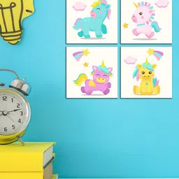 WENS Set of 4 Blue & Purple Printed Art Wall Art-picture-12