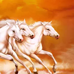British Terminal Yellow & Beige Religious Seven Horses Running At Sunrise Wall Poster-picture-14