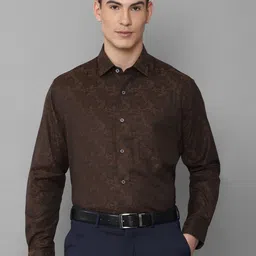 Luxure by Louis Philippe Men Brown Regular Fit Floral Printed Formal Shirt-picture-41