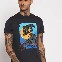 Wrangler Men Grey Printed Cotton T-shirt image 1