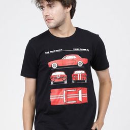 LOCOMOTIVE Men Black Graphic Printed Slim Fit T-shirt-picture-1