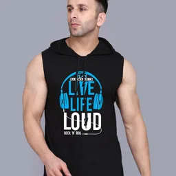 SLOWLORIS Men Typography Printed Hooded Slim Fit T-shirt-picture-33