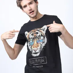 KETCH Men Black Printed Slim Fit Cotton T-shirt-picture-32