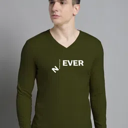 FBAR Typography Printed V-Neck Cotton Slim Fit T-shirt-image-62